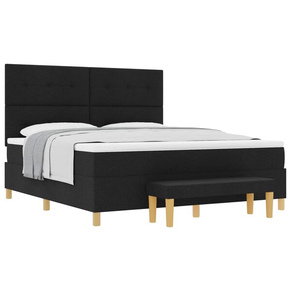 vidaXL Lit à ressorts avec tête de lit Noir 200 x 180 cm tissu