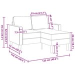 vidaXL Canapé 2 places avec méridienne en L gris clair 125 cm tissu