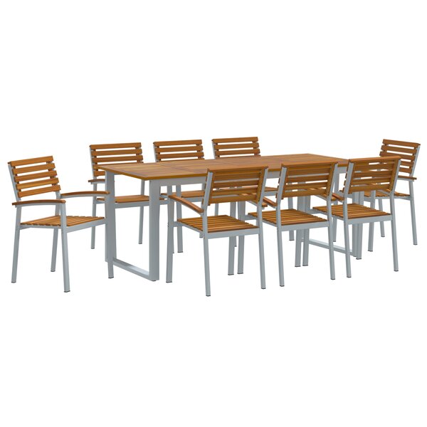 vidaXL Ensemble de salle à manger de jardin 9 pièces en bois solidité d’acacia et métal