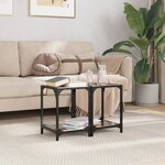 vidaXL Tables basses avec dessus en verre noir 2 Pièces 30x30x40 cm acier