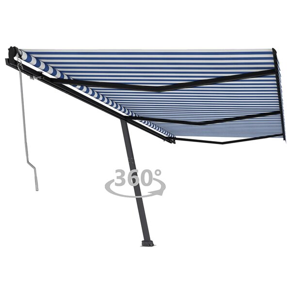 vidaXL Auvent automatique sur pied 600x350 cm Bleu/Blanc