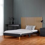 Lit capitonné 90x200 cm avec lattes en tissu gris