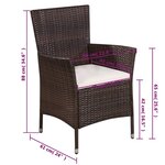 vidaXL Chaise et tabouret d'extérieur et coussins Résine tressée Brun