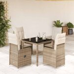 vidaXL Ensemble de bistro de jardin 5 Pièces coussins beige poly rotin