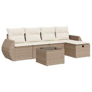 vidaXL Salon de jardin avec coussins 6 Pièces beige résine tressée