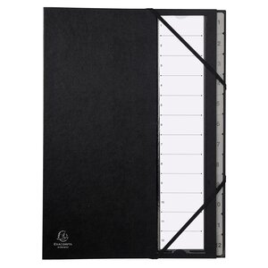 Trieur Rigide Ordonator Numerique Dos Extensible 12 Compartiments 1 À 12 - Noir - X 12 - Exacompta