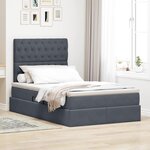 vidaXL Lit de rangement LED avec matelas Gris foncé 120 x 200 cm