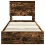 vidaXL Lit de Rangement Chêne fumé 90 x 200 cm Bois d'ingénierie