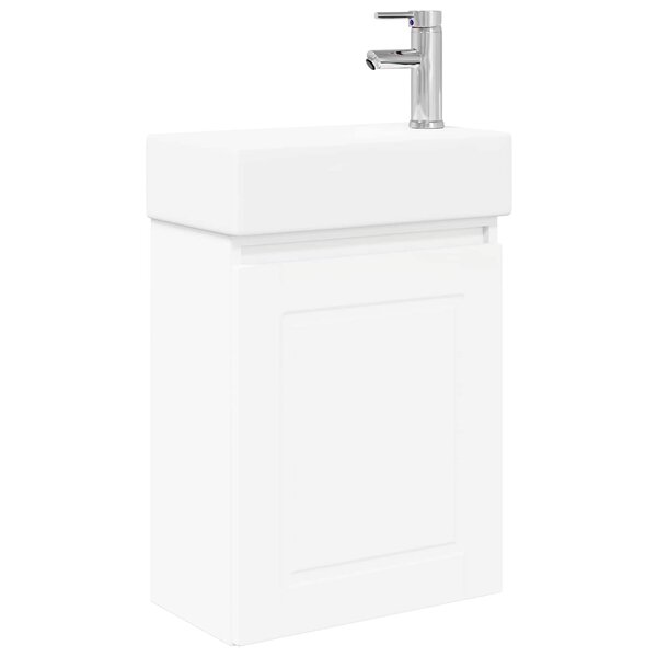 vidaXL Meuble de salle de bain avec robinet Blanc 45 5 x 22 5 x 84 cm