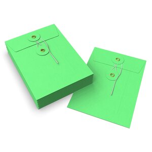 Lot de 20 enveloppes verte à rondelle et ficelle 162x114