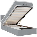 vidaXL Lit ottoman avec matelas et LED gris clair 90x200 cm tissu