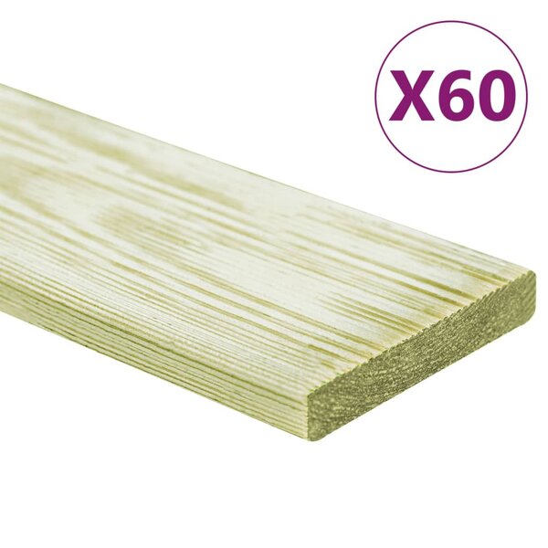 vidaXL Panneaux de terrasse 60 Pièces 7 2 m² 1 m Pin massif imprégné