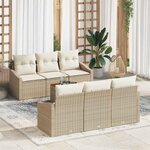 vidaXL Ensemble de canapé de jardin 7 Pièces Beige et blanc
