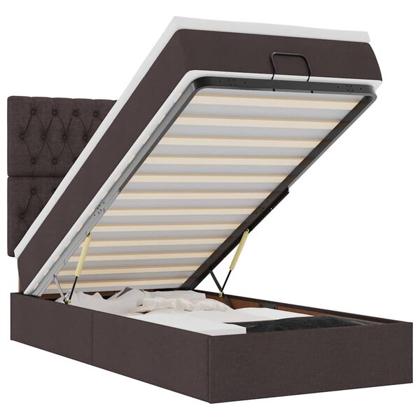 vidaXL Lit ottoman avec matelas marron foncé 90x200 cm tissu