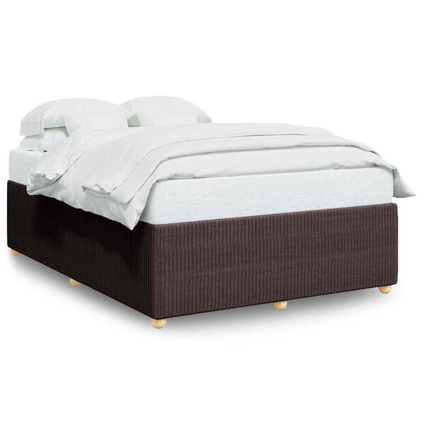 vidaXL Cadre de lit sans matelas marron foncé 140x190 cm tissu