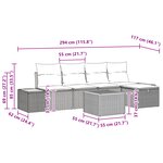 vidaXL Ensemble de 6 Canapés de Jardin avec Coussins Beige Rattan Poly
