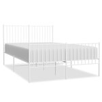 vidaXL Cadre de lit métal sans matelas et pied de lit blanc 135x190 cm