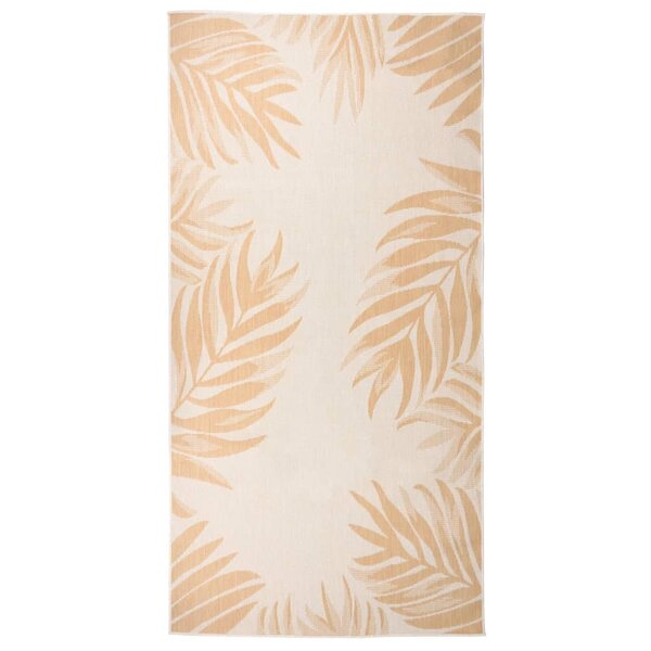 vidaXL Tapis à tissage plat d'extérieur 100x200 cm Motif de feuille