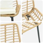 vidaXL Banc de jardin Marron Noir Crème Rotin synthétique et acier