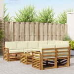 vidaXL Ensemble de canapés d'extérieur 9 pc Naturel et Crème Polyester