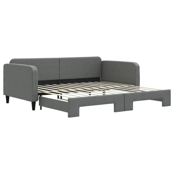 vidaXL Lit de jour avec gigogne sans matelas gris foncé 100x200 cm