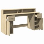 vidaXL Bureau avec lumières LED chêne sonoma bois d'ingénierie