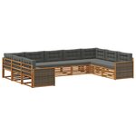 vidaXL Ensemble de canapés d'extérieur 9 pc Naturel et Anthracite