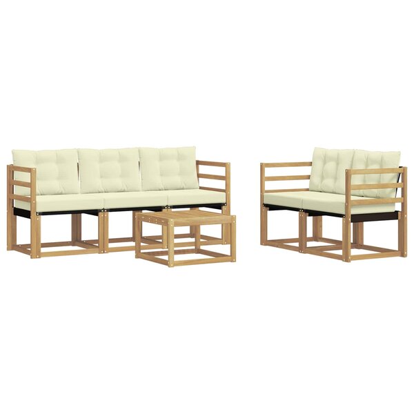 vidaXL Ensemble de canapés d'extérieur 6 Pièces Blanc et crème