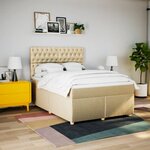 vidaXL Sommier à lattes de lit avec matelas Crème 140x200 cm Tissu