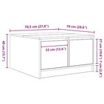 vidaXL Table basse avec tiroirs sonoma gris 70 5x70x40 cm