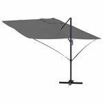 vidaXL Parasol Roma à Bras Déporté Anthracite  Noir 352 x 251 x 260 cm