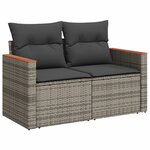 vidaXL Salon de jardin 11 Pièces avec coussins gris résine tressée