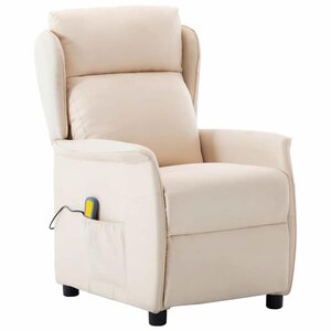 vidaXL Chaise de massage Crème 67.5 x 93.5 x 101.5 cm tissu