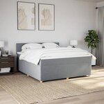 vidaXL Sommier à lattes de lit avec matelas Gris clair 180x200cm Tissu