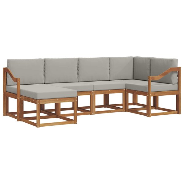 vidaXL Ensemble de canapés d'extérieur 6 pc Gris Naturel et Clair