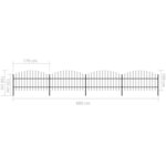 vidaXL Clôture de jardin à dessus en lance Acier (0 75-1)x6 8 m Noir