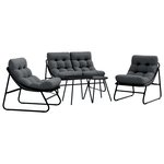 vidaXL Ensemble de Canapé de Jardin de 5 Pièces avec Coussins en Acier Noir