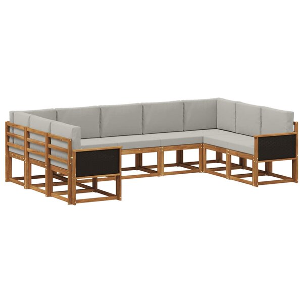 vidaXL Ensemble de canapés d'extérieur 9 pc Naturel et gris clair