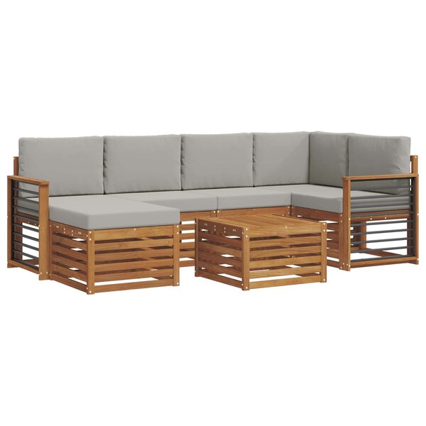 vidaXL Ensemble de canapés d'extérieur 7 pc Gris Naturel et Clair