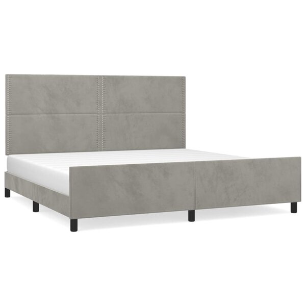 vidaXL Cadre de lit sans matelas gris clair 200x200 cm velours