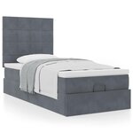 vidaXL Cadre de lit ottoman avec matelas gris foncé 100x200 cm velours