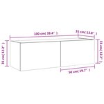vidaXL Meuble TV mural avec lumières LED noir 100x35x31 cm