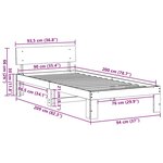 vidaXL Cadre de lit avec tête de lit Marron Ciré 90x200 cm Bois de pin massif