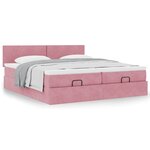 vidaXL Cadre de lit ottoman avec matelas rose 160x200 cm velours