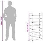 vidaXL Étagère à chaussures 8 étagères Métal et tissu intissé Argenté