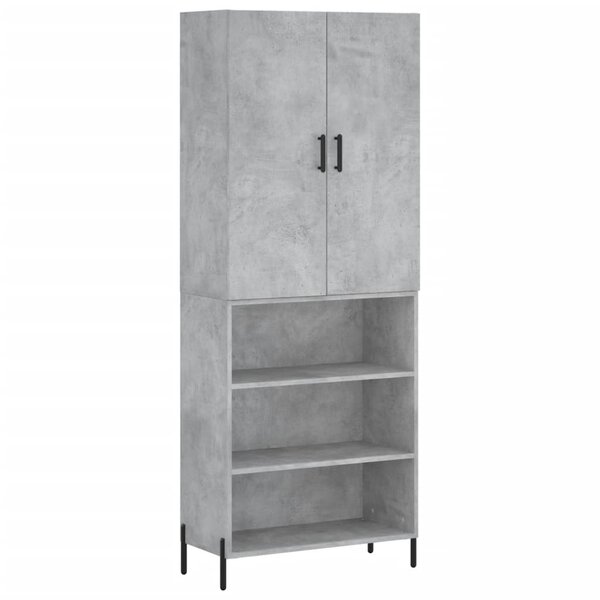 vidaXL Buffet haut Gris béton 69 5x34x180 cm Bois d'ingénierie