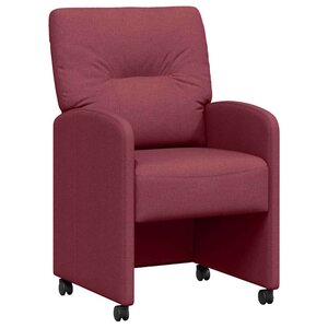 vidaXL Chaises de Salle à Manger avec Roues 2 Pièces Rouge bordeaux