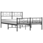 vidaXL Cadre de lit métal sans matelas avec pied de lit noir 140x190cm