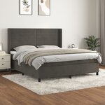 vidaXL Sommier à lattes de lit et matelas Gris foncé 180x200cm Velours