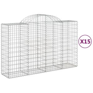 vidaXL Paniers à gabions arqués 15 Pièces 200x50x120/140 cm Fer galvanisé